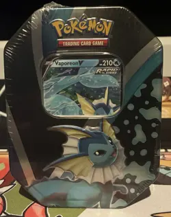 Pokemon TCG Vaporeon V Tin Pokemon Eevee Evolutions Sealed - Image 1