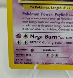 2000 Pokemon Gym Challenge Sabrina's Alakazam Holo 16/132 LP (A) - Image 5