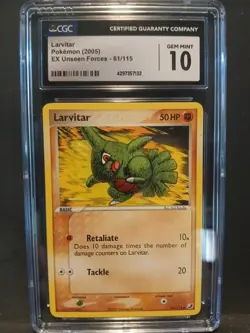Pokemon TCG Larvitar EX Unseen Forces 61/115 2005 CGC 10 - Image 1