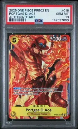 Portgas D Ace Alternate Art Rare PSA 10 One Piece PRB02 EN #018 - Image 1