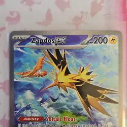 Pokemon Zapdos ex 202/165 MEW EN Full Art Holo Ultra Rare Basic 200 HP Card - Image 2