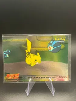 The Chase for Pikachu Mewtwo Strikes Back Topps 1999 Pokemon Card Blue Label - Image 1