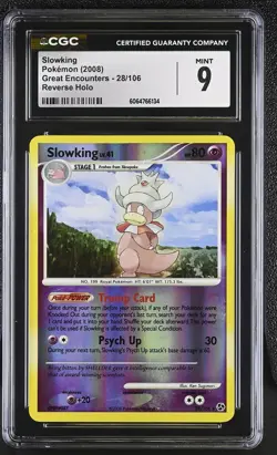 CGC 9 MINT Slowking 2008 Great Encounters 28/106 Reverse Holo Pokemon Card - Image 1
