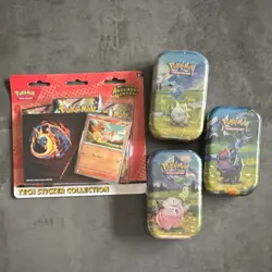 Pokemon Ascended Heroes Tins x3 and x1 Tech Sticker Collection - Image 1