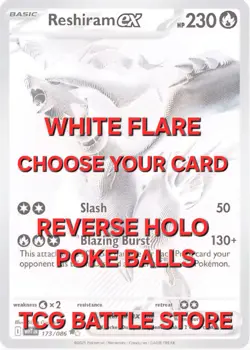 White Flare Pokemon Cards Holo/Reverse Holo Poke Ball Choose Your Card TCG - Image 1