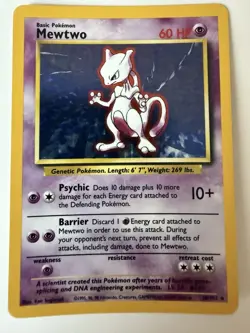 Pokemon Mewtwo Holo Base Set 10/102 WOTC 1999 Holo Card, NM/LP - Image 1