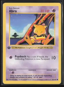 Abra Common Base Set (Shadowless) 043/102 HP Pokemon Card - Image 1