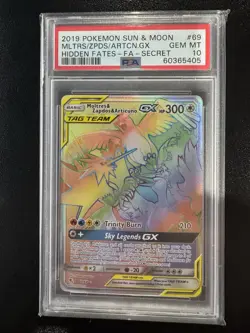 Moltres Zapdos Articuno GX 2019 Pokemon Sun Moon Hidden Fates #69 PSA 10 Secret - Image 1
