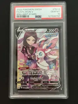 2022 POKEMON SWORD & SHIELD BRILLIANT STARS #TG14 FULL ART/SYLVEON V PSA 10 - Image 1