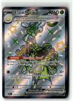 Espathra ex ⭐ 214/091 Holo Shiny Ultra Rare Paldean Fates 2024 Pokemon NM - Image 1