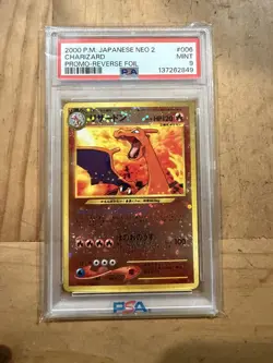 Nintendo Charizard #006 Japanese Neo 2 Promo Reverse Foil PSA 9 2000 Pokemon TCG - Image 4