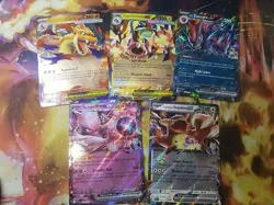 Pokemon Ascended HEROES 5 Card EX Lot: Charizard Y 022, Mewtwo 079, Eelektross + - Image 1