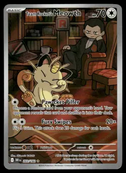 Pokemon Cards Team Rocket's Meowth 203/182 Destined Rivals IR NM *2 - Image 1