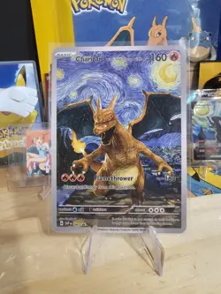 Van Gogh Starry Night Charizard - Classic Pokemon Fan Art Custom - Non TCG - Image 1