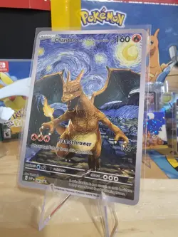 Van Gogh Starry Night Charizard - Classic Pokemon Fan Art Custom - Non TCG - Image 3