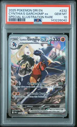 2025 POKEMON DRI EN-DESTINED RIVALS #232 CYNTHIA'S GARCHOMP EX PSA 10 - Image 1