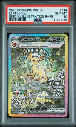 2025 POKEMON PRE EN-PRISMATIC EVOLUTIONS #144 LEAFEON EX PSA 10 - Image 1
