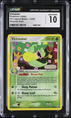 CGC 10 GEM MINT Victreebel EX Legend Maker 13/92 Reverse Holo STAMPED Pokemon - Image 1