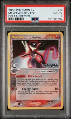 2005 POKEMON EX DELTA SPECIES #12 MEWTWO-REVERSE FOIL PSA 4 - Image 1