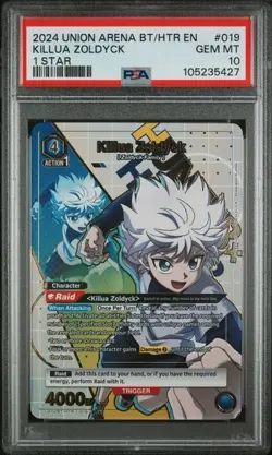 Union Arena Hunter X Hunter KILLUA ZOLDYCK 019 SR* 1-Star Parallel PSA GEM MT 10 - Image 1