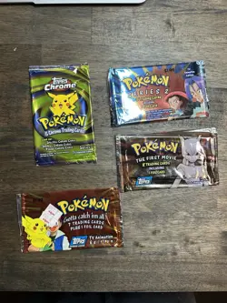 topps Chrome Pokemon TV Edition Series 1 Empty Pikachu Pack Art Lot Of 4 - Image 1