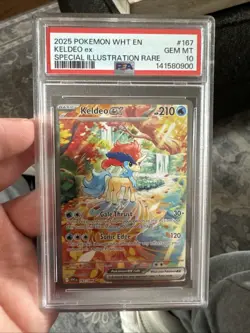 2025 POKEMON WHT EN-WHITE FLARE SPECIAL ILLUSTRATION RARE #167 KELDEO EX PSA 10 - Image 1