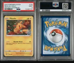 2022 POKEMON SWSH BLACK STAR PROMO HOLIDAY CALENDAR 2022 #153 PIKACHU-HOLO PSA 9 - Image 3