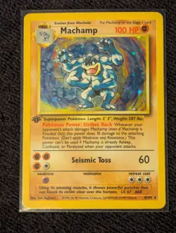 Vintage WOTC Pokemon TCG 1st Ed Base Set 1 Holo Machamp 8/102 MP - Image 1