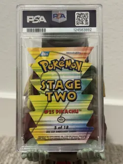 2001 Topps Pokemon Johto League Die Cut Pikachu #5 PSA 7 - Image 2