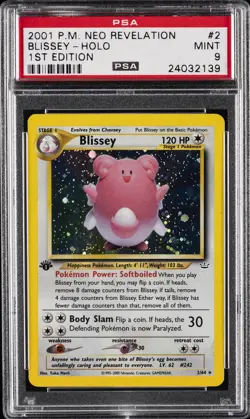 2001 POKEMON NEO REVELATION 1ST ED #2 BLISSEY-HOLO PSA 9 - Image 1