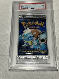 Pokemon Blastoise Pack 1999 Base Set Base Foil Pack PSA 7 - Image 1