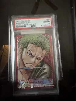Bandai One Piece Roronoa Zoro OP01-001 Romance Dawn Leader Alt Art Foil PSA 10 - Image 1