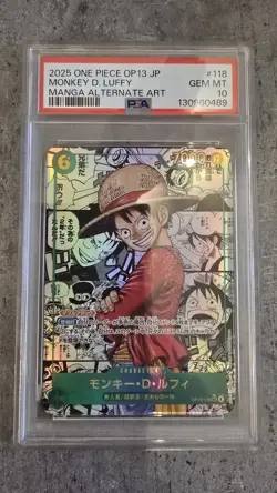 Monkey D. Luffy Manga Rare OP13 JP PSA 10 - Image 1