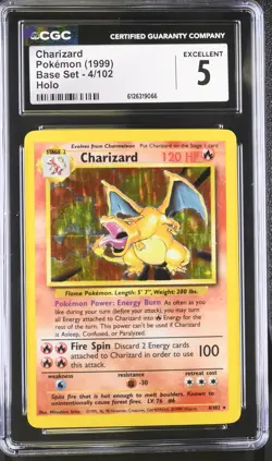 CGC 5 Charizard 1999 Base Set 4/102 Holo Pokemon Card - Image 1