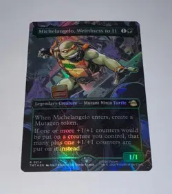 Magic MtG: *Borderless Foil* Michelangelo, Weirdness to 11 (TMNT), NM - Image 1