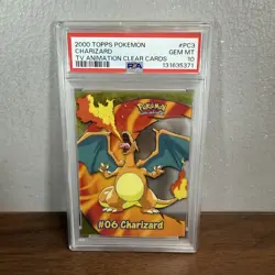 2000 Topps Pokemon Charizard TV Animation Clear Cards PSA 10 Gem Mint - Image 1