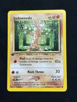 Sudowoodo 77/111 1st Edition Neo Genesis Pokemon Card - Image 1