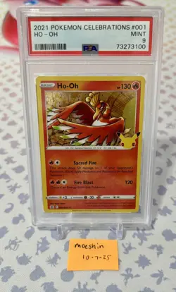 Ho-oh 001/025 SWSH Celebrations Holo Rare Pokemon PSA 9 - Image 1