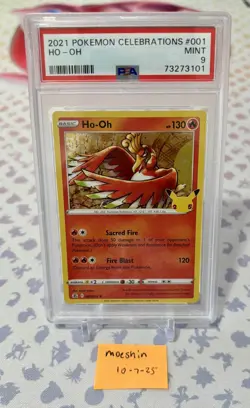 Ho-oh 001/025 SWSH Celebrations Holo Rare Pokemon PSA 9 - Image 3