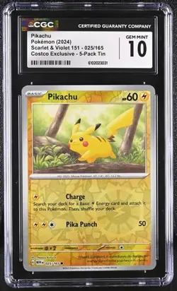 ⚡⚡ CGC 10 ENGLISH Pikachu 025/165 Reverse Holo Costco Exclusive Pokemon151 - Image 1