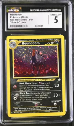 CGC 5 Houndoom 2001 Neo Revelation 8/64 "Double" Holo Pokemon Card - Image 1