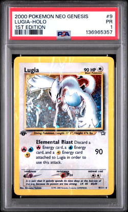 PSA 1 1ST EDITION 2000 Neo Genesis Lugia 9/111 Holo Foil Rare Pokemon WOTC - Image 1