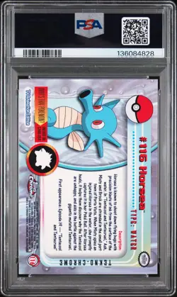 2000 TOPPS CHROME POKEMON T.V. TEKNO #116 HORSEA PSA 8 - Image 2