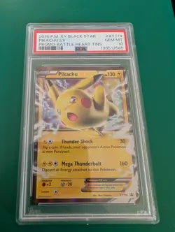 2016 POKEMON XY BLACK STAR PROMO BATTLE HEART TINS #XY174 PIKACHU EX PSA 10 - Image 1