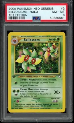 2000 Pokemon Neo Genesis Bellossom Holo Foil Rare #3 3/111 TCG 1st Edition PSA 8 - Image 1