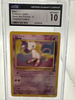 2000 Pokemon Mew Black Star Promo #8 Pokemon League CGC 10 GEM MINT - Image 1