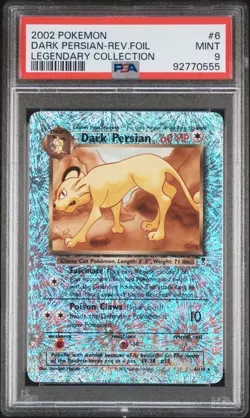 Dark Persian Pokemon 2002 Reverse Holo Legendary Collection 6/110 PSA 9 - Image 1