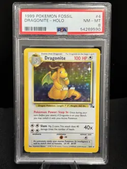Dragonite 4/62 PSA 8 Holo Rare Fossil Pokemon Card Graded - Image 1