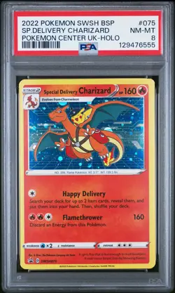 2022 POKEMON SWSH BLACK STAR PROMO #075 SPECIAL DELIVERY CHARIZARD-HOLO PSA 8 - Image 1