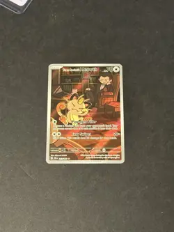 2025 Team Rocket's Meowth 203/182 Sv10: Pokemon Destined Rivals Holo SO SHARP - Image 1